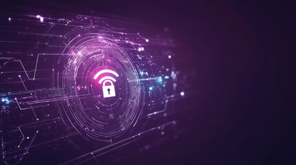 Obraz premium Abstract digital illustration of a secure lock symbol with connectivity elements.