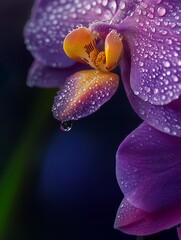 Close-Up of Dew-Covered Orchid Petals in Vibrant Light