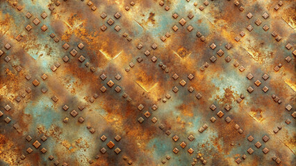 Seamless oxidized metal texture pattern with rustic elements for industrial background design
