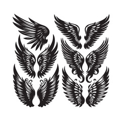 wings icon set Collection Vector illustration