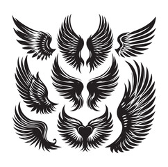 wings icon set Collection Vector illustration