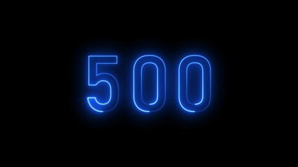 Abstract neon countdown 500 number illustration background.