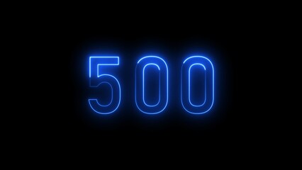 Abstract neon countdown 500 number illustration background.