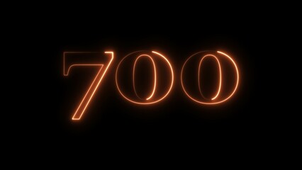 Abstract neon countdown 700 number illustration background.