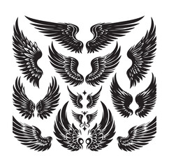 wings icon set Collection Vector illustration