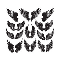 wings icon set Collection Vector illustration