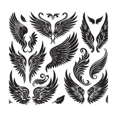 wings icon set Collection Vector illustration