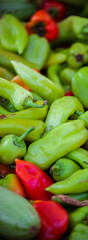 Washing and preparing green pepper, close shot