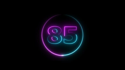Obraz premium Abstract glowing neon 85 number background 4k illustration.