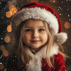cute little girl dressed as santa claus