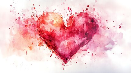 Bold Red Heart Brush Stroke - Expressive Love Art on White Background