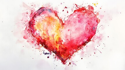 Bold Red Heart Brush Stroke - Expressive Love Art on White Background