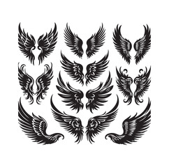 wings icon set Collection Vector illustration