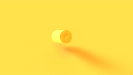 Yellow vivid battery AA half size power voltage electrical energy rechargeable monochrome background 3d illustration render