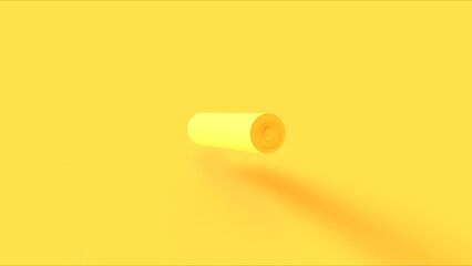 Yellow vivid battery AAA size power voltage electrical energy rechargeable monochrome background 3d illustration render