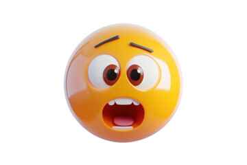 A 3D rendering of a yellow emoji expressing shock or fear.