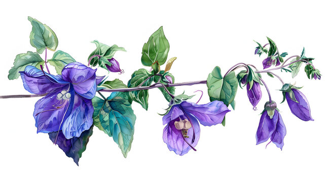 Nightshade Blossom fantasy plants Watercolor