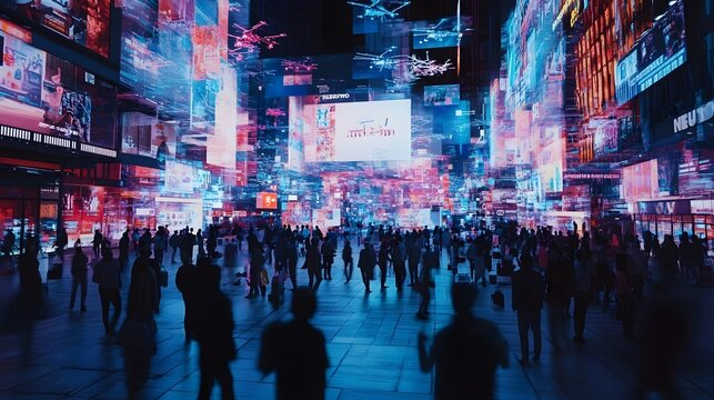 Cyber Monday a global digital shopping extravaganza showcasing a vision of the future with swarming drone deliveries mesmerizing interactive installations