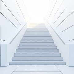 A modern staircase leading upwards captured from a lowangle view to emphasize growth and progress The staircase is set against a clean bright background