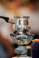 Close shot for preparing coffee in coffee machines, no face
