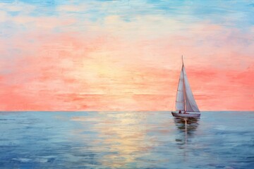 Fototapeta premium A sailboat at dusk painting watercraft outdoors.