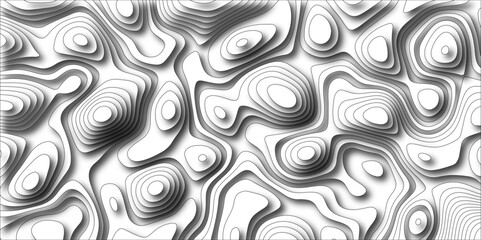 Abstract Topographic map with Geographic mountain relief. Multi layered paper art waves background & Metal plates concept. Vector Topographic canyon geometric texture with curved layers & beautiful 