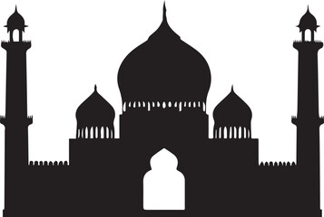 Mosque Black Silhouette on white background