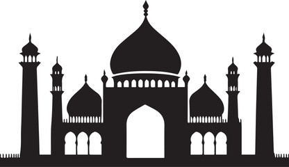Mosque Black Silhouette on white background