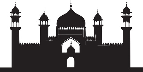 Mosque Black Silhouette on white background