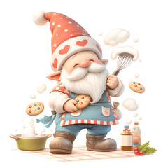 Illustration of a cute gnome, Santa, AI Generated