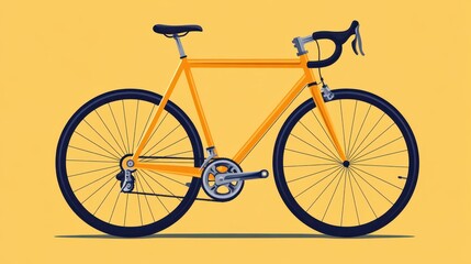 Fototapeta premium a bicycle is shown on a yellow background