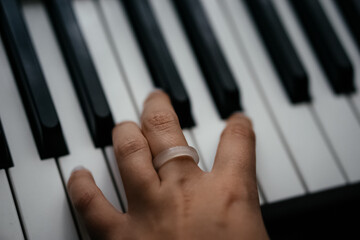 Close-Up Shots of Playing Piano Keys