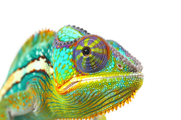 Chameleon Changing Colors on a Branch Isolated on Clear Transparent Background HD Image for Use in Nature Photography Projects