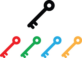 Colorful key icon set in different colors . Key icon vector