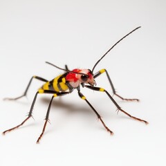 a red and yellow bug with black stripes
