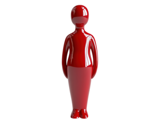 Red figure standing on an orange background PNG transparent.