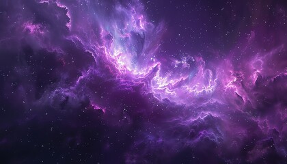 Obraz premium Cosmic nebula, deep space, purple hues, mystical landscape