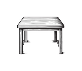 Black and white table silhouette vector on white background