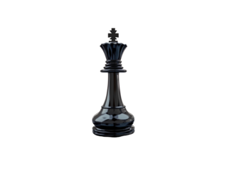 Black king chess piece surrounded by pawns on chessboard PNG transparent.