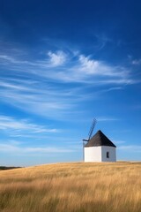 Fototapeta premium a white house on a hill with a blue sky
