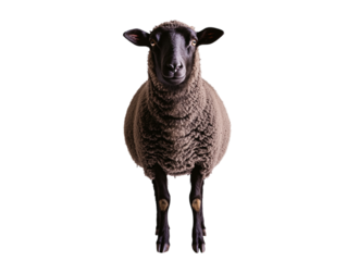 Black sheep standing on white background PNG transparent.