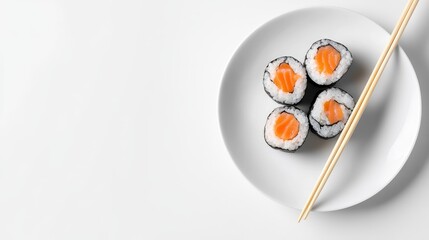 Delectable Sushi Rolls on a Minimalist White Plate