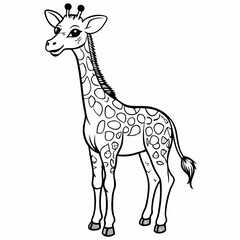 Obraz premium Friendly giraffe illustration in line art style on a white background 