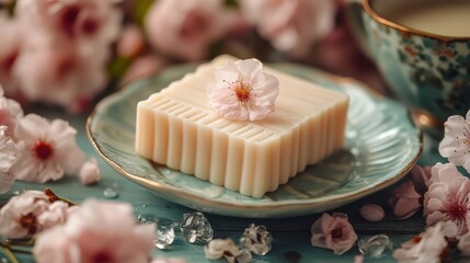 Honeycomb Delight: Golden Brown Honey on Pink Petal Plate