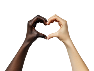 Two hands forming a heart shape on white background PNG transparent.