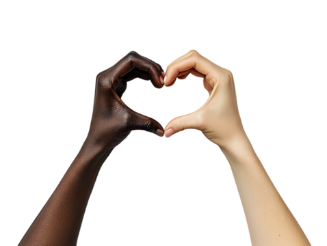Two hands forming a heart shape on white background PNG transparent.