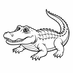 Fototapeta premium Crocodile illustration, playful style, black and white