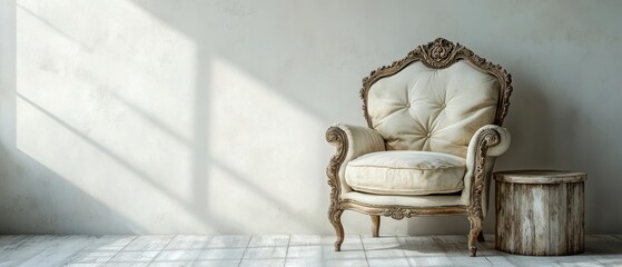 Obraz premium Elegant Interior Space with Antique Wooden Chair