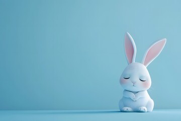 Obraz premium cute sad small bunny rabbit sitting peacefully 
