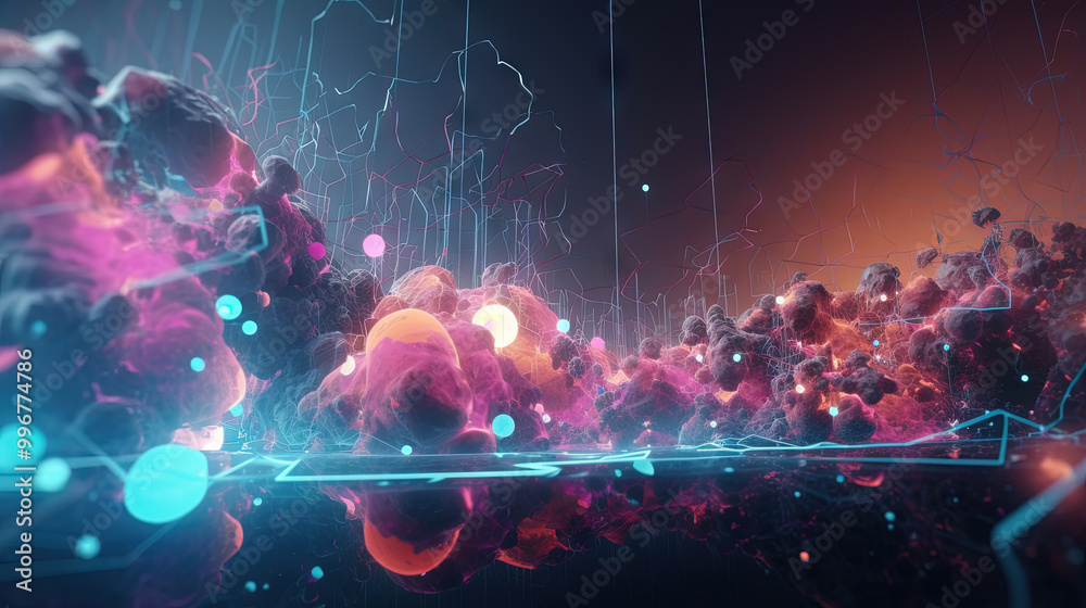 Poster A colorful explosion of paint with a pastel color palette. Dynamic and energetic abstract background
